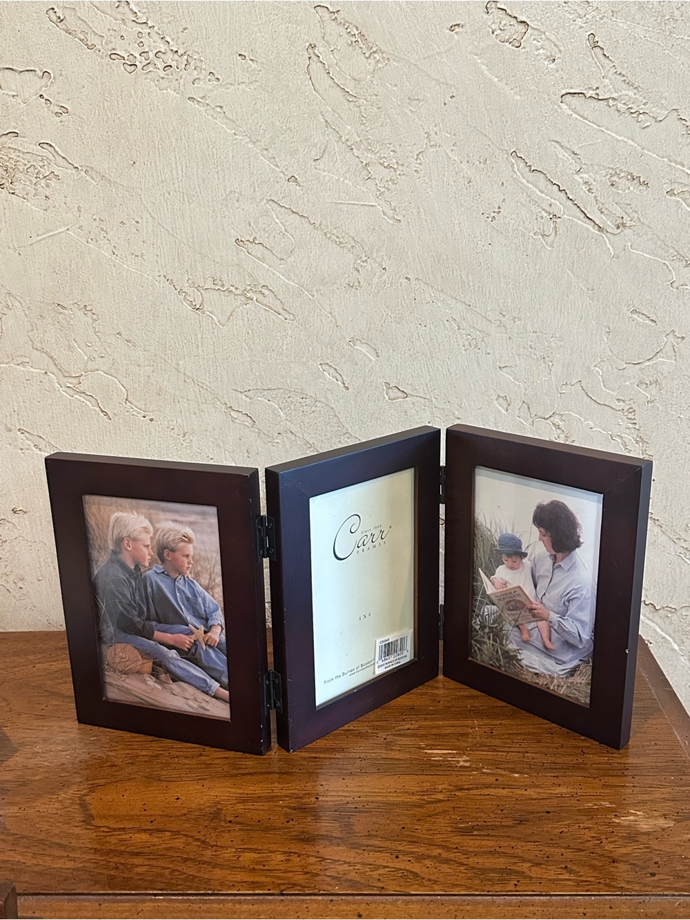 Carr Frames Walnut 4x6 Triple Picture Photo Frame